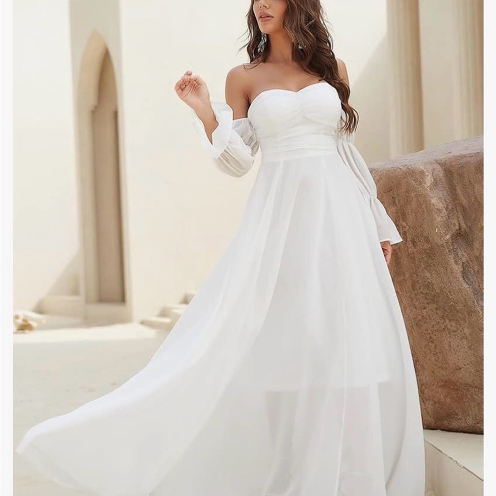 Giffniseti Elegant White Off-Shoulder Dress